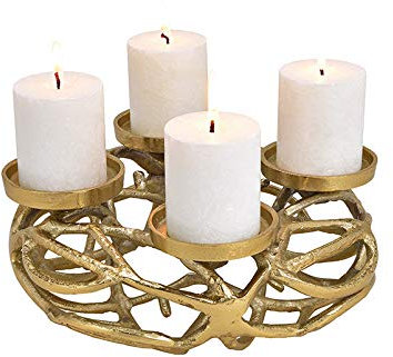 Wurm - Adventskranz, Kerzenhalter aus Alu Gold (B/H/T) 30x11x30cm