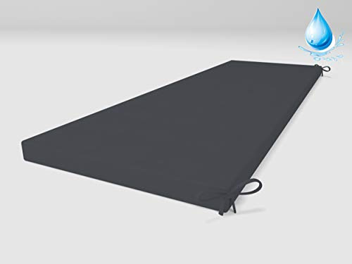 ALOHA Bankauflage Bankkissen für Gartenbank, Gartenschaukel, Gartenmöbel, Terrasse, Rasen, Sitzbank-Kissen Bankpolster Auflage (Wasserabweisend Graphit / 140x40x4cm / 1 Stück)