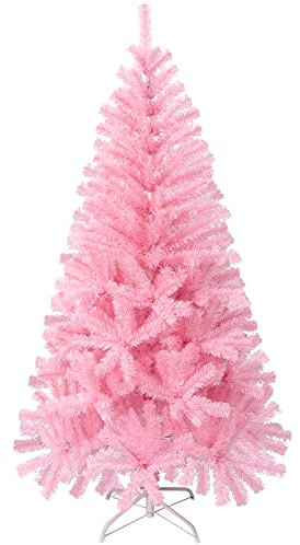 LOKIPA Sapin de Noël artificiel rose de 1,5 m avec 450 pointes et support en métal