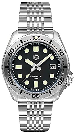 NC San Martin SN046G Edelstahl Taucheruhren NH35 Mov't Mechanische Uhr C3 Super leuchtendes Armband Saphirglas 200m wasserdichte Armbanduhr