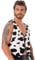 dPois Herren Cowboy Weste Ärmellos Jacke Oberteil Kuh Muster V-Ausschnitt Weste Offene Vorne Flanell Top Männer Halloween Fasching Cosplay Kostüm Schwarz L