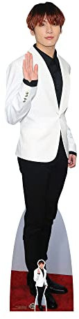 STAR CUTOUTS CS973 Jungkook Bangtan Boys Jeon Jung-kook winkender Pappaufsteller in Lebensgröße mit kostenlosem Mini, regulär, Weiß