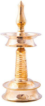 Aport Presents Reine Messing Original Traditioneller Südschärfe Kerela Samay Diya Öl Diwali Puja Lampe, Nilavilakku Goldene Nilavilakku Höhe (6,5 Zoll) #Sr-613#Aport-613