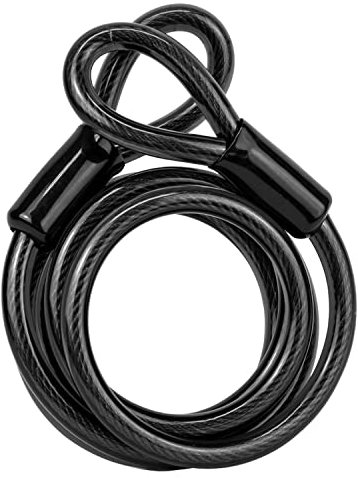 Kettenschloss, Fahrradsicherheits-Stahlkabelschloss, Schlaufenkabel Cobra 8 - Stahlseil mit Kunststoff ummantelt - Sicherung für Fahrrad- und Motorrad-Zubehör - 1,2 Meter lang, 8 mm stark, Schwarz