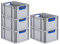 PROREGAL SuperSparSet 5x Eurobox NextGen Color | HxBxT 22x30x40cm | 20 Liter | Griffe blau offen | Glatter Boden | Eurobehälter, Transportbox, Transportbehälter, Stapelbehälter
