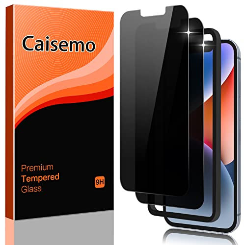 Caisemo 2 Pack For iPhone 14 Plus 6.7'' Privacy Tempered Glass Screen Protector, with Installation Frame 9H Hardness, Anti Scartch,Anti Spy