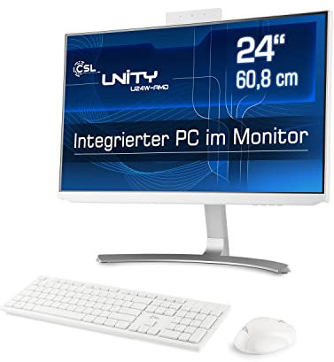 All-in-One-PC CSL Unity U24W-AMD, 60,5 cm (23,8 Zoll, 1920x1080 Full HD) - Leistungsstarker AIO (AMD Ryzen 7 5700G CPU 8x3800 MHz, 1000 GB SSD, 16 GB DDR4-RAM, Windows 11 Home), weiß