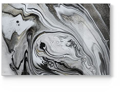 DEQORI Schneidebrett aus Glas | groß 30x20 cm | Motiv Aufwendiger Marmordekor | Design Schneideplatte für Küche | Frühstücksbrett antibakteriell & rutschfest | Glasplatte & Servierplatte