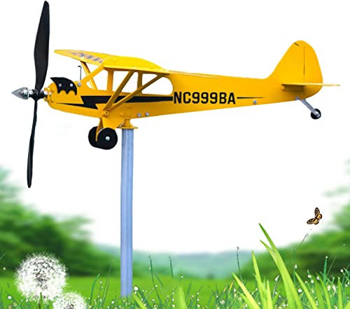 cypreason Avion Wind Spinner, Moulin À Vent Jardin Exterieur, Girouettes, Metal Airplane Weathervane, Airplane Wind Spinner, Décoration d'avion, Sculpture d'avion pour des Jardin