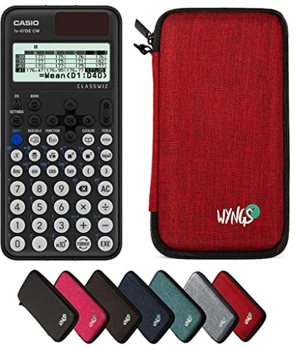 Casio fx-87DE CW ClassWiz inkl. WYNGS Schutztasche Rot - Wissenschaftlicher Taschenrechner - Basic Set