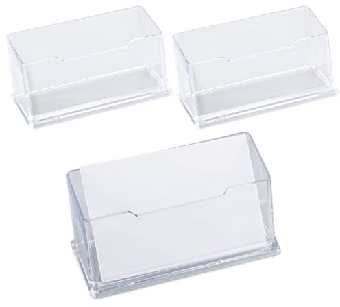 Lot de 3 porte-cartes de visite en acrylique pour cartes de visite, cartes de visite, support de table pour bureau, collection