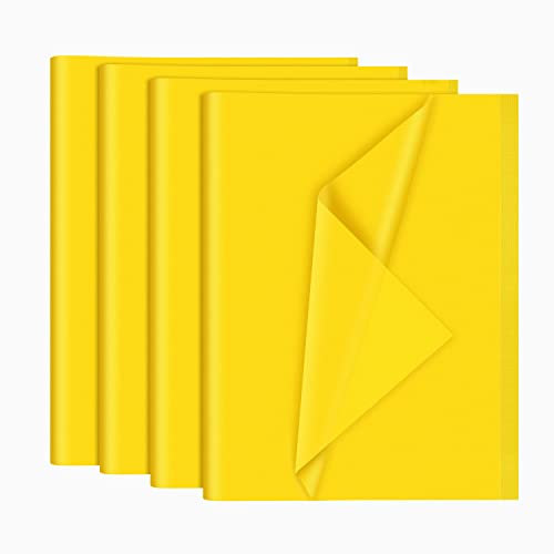 NEBURORA 120 Blatt gelbes Seidenpapier, 35 x 50 cm, gelbes Geschenkpapier, große gelbe Einwickelpapierbögen für Geschenktüten, Verpackungsfüller, Geburtstag, Sonnenblumen-Dekor