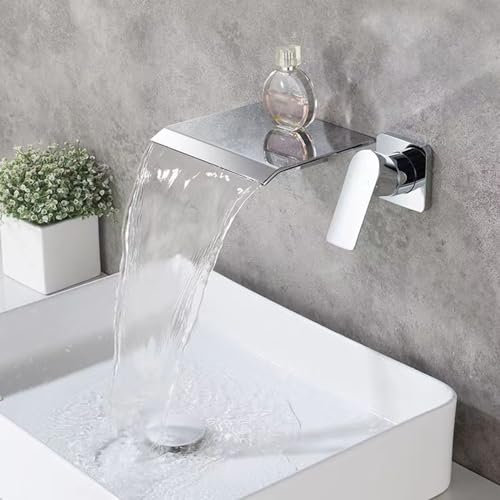 Mitigeur Mural Lavabo Robinet Cascade Lavabo À Bec Large Et Mince Robinet Vasque à Poser À Levier Unique,chrome