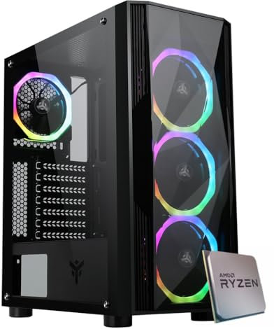 EMCA4 Computer Gaming PC Assemblato Fisso Ryzen 7 5800X - RTX 4060 TI 8GB - SSD M.2 1TB nvme - Ram 16GB DDR4 3200Mhz - ARGB - Windows 11