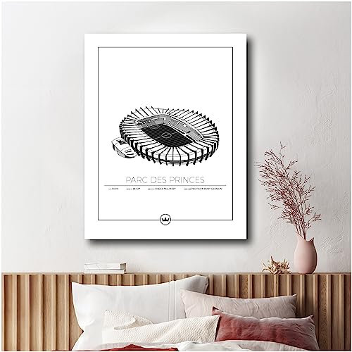 Sverigemotiv Fußballstadion-Wandkunstdruck – Fußballgeschenke für Jungen, Mädchen, Männer – Beste Premier-League Fußballmannschaften – ungerahmtes Poster(Paris - Parc des Princes, 40x50 cm)