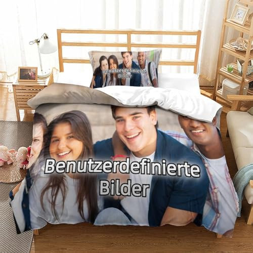 Personalisiert Bettwäsche Picture Print Foto Mit Eigenem Foto,3teilig Microfaser Personalisierte Geschenk-Idee,individuell in verschiedenen Größen passend für Vier Jahreszeiten Single(135x200cm)