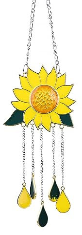 GANAZONO 1stk Sonnenblumen-Windspiel Schlafzimmer Hängende Blumendekoration Hängen Floral Chime Catcher Suncatcher Decor Windspiele Im Freien Glockenblume Zinklegierung Elastizität