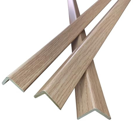 6 PCS 45 Wall Corner Protector Trim Borders for Wall Oak Wood Grain Wall Edge Strip Crown Molding Trim Door and Window Frames Mirror Trim Backsplash Tile Edge