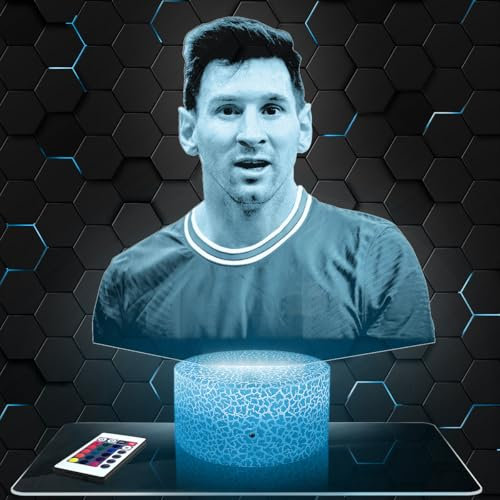 Nachttischlampe - Touch-Nachtlicht - L.Messi 3D-LED-Lampe Illusion, Geschenkidee Weihnachten Geburtstag Junge und Mädchen Nachttischlampe Kinder- oder Erwachsenenzimmer