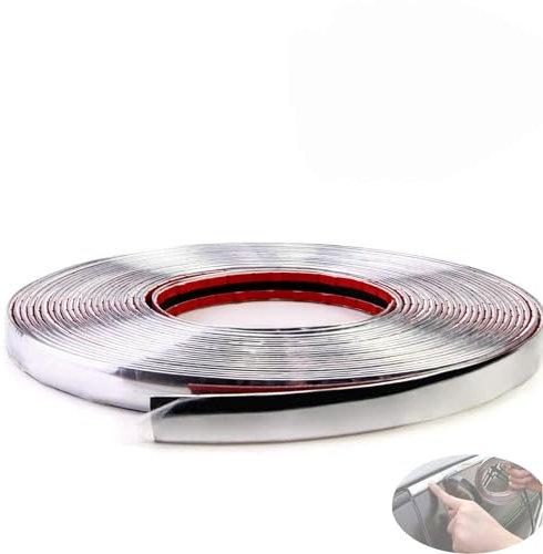 ieron 5 m x 25 mm Chrom-Zierleiste für Karosserie-Fenster Außendekoration Flexible Auto DIY Chrom Streifen Schutz Stoßstangenschutz für Fenster Stoßstange Gitter