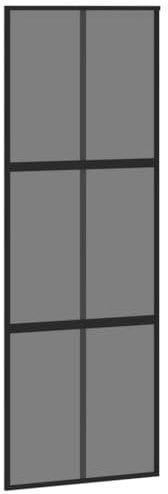vidaXL Porta Scorrevole Nera 76x205 cm in Vetro Temperato e Alluminio, Porta Scorrevole da Interno, Porta Scorrevole in Vetro, Porta Scorrevole Singola