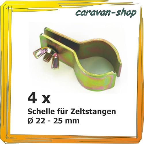 4 x Rohrschelle 22-25 mm, Rohrklemme Schelle Zeltstange - Vorzelt, Camping