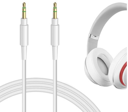 Geekria Audiokabel, kompatibel mit Beats Studio Pro/3/2, Solo 4/3/2/HD, Mixr, Pro Kopfhörerkabel, 3,5 mm auf 3,5 mm Ersatz-Stereo-Kabel (1,2 m, weiß)