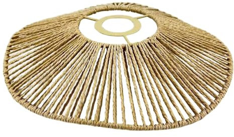 Abat-jour en corde jaune tissé à la main - Plafonnier rustique/Pendentif de table pour ampoules e27