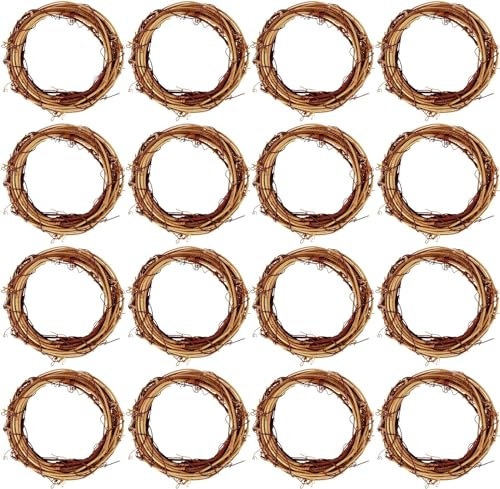 Juego de coronas de vid, 16 piezas de corona de ramas de vid natural, guirnalda de corona de ratán para Navidad, vacaciones, manualidades, decoración de boda