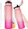 Botella Agua con Pajita, 1 litro Botella agua Motivacional Gimnasio con Marcador de Tiempo, Antiderrame Water Bottle sin Bpa,Reutilizables, para Fitness, Senderismo