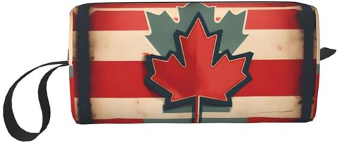 KoNsev Reise-Kulturbeutel mit Kanada-Flaggenmuster, für Damen und Herren, Zubehör, kleine Geldbörse, kleine Tasche, Retro-Kanada-Flaggenmuster, Einheitsgröße