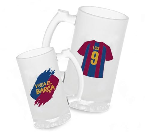 Jarra Cerveza Personalizada Fútbol Barcelona | Regalo Original para Aficionados del Fútbol | Regalo Camisetas Equipos Futbol | Diseño Único y Duradero (Barcelona)