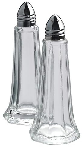 Chef-Hub Set of 12 Classic Glass Eiffel Tower Salt & Pepper Shakers (6 Salt & 6 Pepper) Dispenser Pots with Screw Top Lid