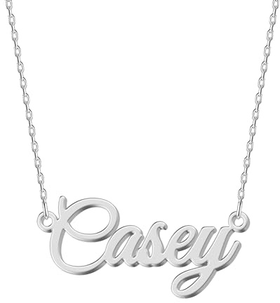 UMAGICBOX Personalized Silver Name Necklace Casey - Customizable Engraved Stainless Steel Pendant for Women - Unique Gift for Birthdays, Anniversaries, Graduations, and Valentine's Day