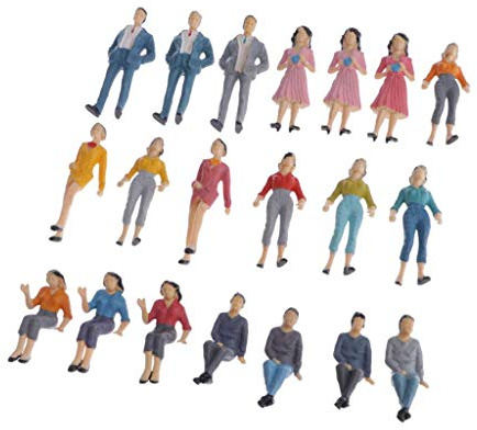 TTETTZ 20 Stück Mini Figuren Menschen, Modellbau Figuren Set im Maßstab 1:25, Detaillierte Modellfiguren Zubehör für Diorama und Landschaftsbau