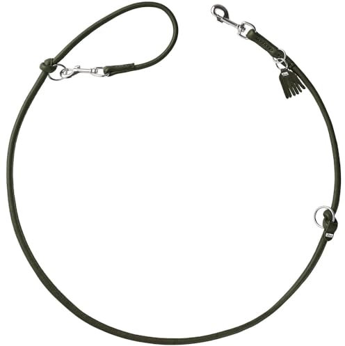 HUNTER Verstellbare Hundeführleine Round & Soft MÜNCHEN, Farbe: grün, Leder, rundgenäht, 3-Fach verstellbar, extra weich, luxuriös, ökologisch hergestellt, nachhaltig, Made in Germany, Größe: 6/200