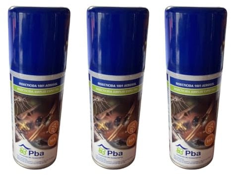 ABYDAC 1001 3x100ml Bomba insecticida contra chinches y pulgas elimina acaros y cucarachas I spray descarga total para chinches cucarachas garrapatas para insectos voladores y rastreros anti chinches