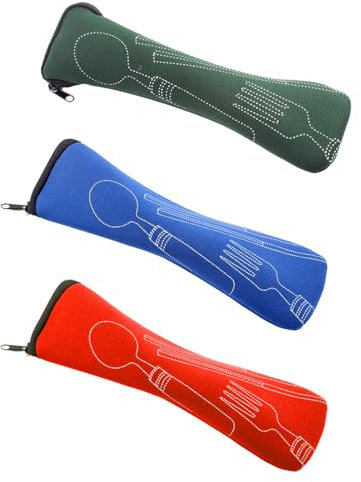 KGDUYC 3 Stück Bestecktasche – Reise-Bestecktasche, tragbare Bestecktasche mit Reißverschluss, Neopren, für Arbeit, Schule, Camping, Picknick, Reisen (23,5 x 6 cm/9,3 x 2,4 Zoll)