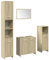 vidaXL 4-TLG. Badmöbel-Set Sonoma-Eiche Holzwerkstoff, Badmöbelset, Badezimmerschrank, Unterschrank Bad, Badmöbel, Unterschrank Badezimmer