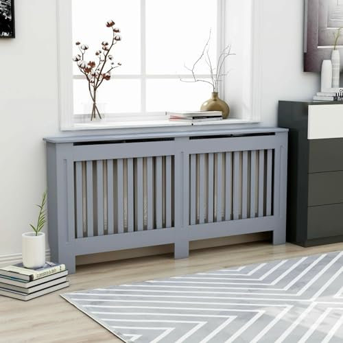 Homgoday Radiator Cover Anthracite 172 x 19 x 81.5 cm MDF Radiator Cover for Living Room, Bedroom and Kitchen Radiator Cover A