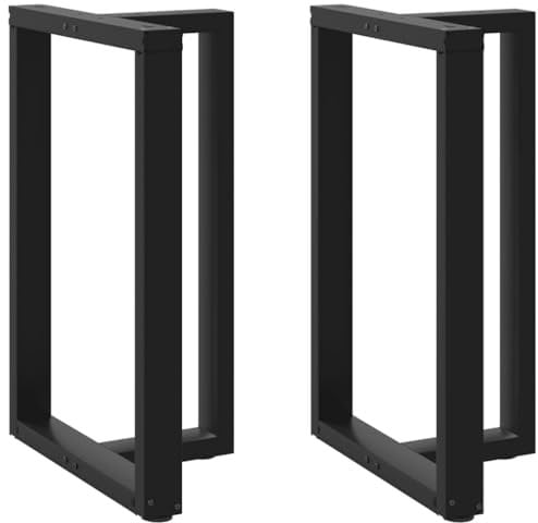 vidaXL Pieds de Table de Bar en T, 2 pièces, Noir, 60 x 35 x (90-91) cm, Acier