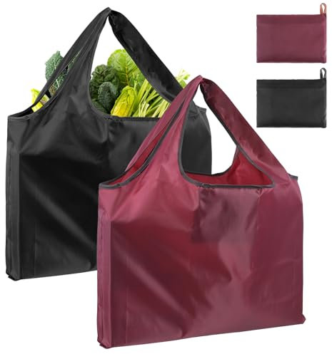 Yuanchu Einkaufstasche Faltbar, 2 Stück Wiederverwendbare Einkaufsbeutel 68x50cm Große Wasserdicht Einkaufstüten Umweltfreundliche Faltbare Shopping Bag Leichte Handtasche für Einkauf Reise