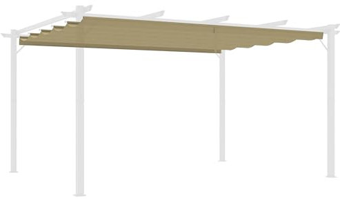 Outsunny Cubierta retráctil para pérgola, Tela de Repuesto para pérgola de 4 x 3 m, Techo retráctil de cenador, Color marrón