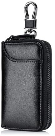 OUDQFCJ Etui Porte-Clé Cuir, Etuis de Voiture, Housse de Protection clé de Voiture, Porte-clés avec Crochet en métal Et Fermeture éclair, Pochette Porte Cles, petit porte monnaie femme