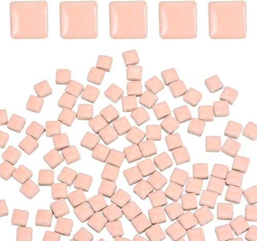 QUARKZMAN Piastrelle Mosaico per Artigianato 0.44 LB Quadrate Smaltate, 0.4x0.4 Pollici Pezzi di Mosaico in Ceramica Rosa Forniture all'Ingrosso per, Gioielli Artigianali Decorazioni Regali