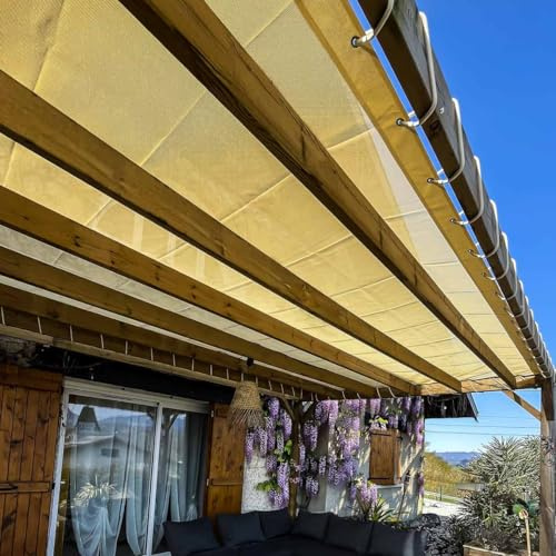 TECPLAST Toile Pergola Micro-Perforée 3x4 m Ivoire - Garantie 5 Ans - MP460PR - Bâche PVC perméable - Made in France