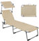 Montafox Sonnenliege 195 x 59 x 32 cm Strand Liege Tragbar max.150 kg Sonnendach Verstellbarer Rückenlehne Garten Pool Terrasse Klappbarer Liegestuhl, Farbe:Taupe