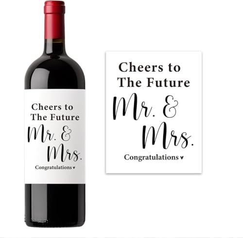 CAA Trading™ Cheers to The Future Mr and Mrs Wine Bottle Stickers Labels Alcohol Wedding Bride Groom (1 Sticker)