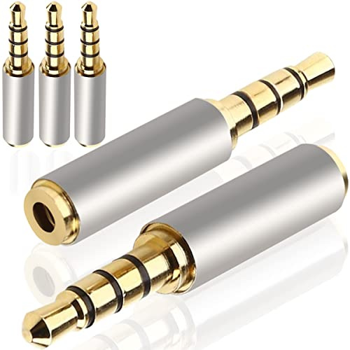 HAAMNING7 2.5mm Female to 3.5mm Male Adapter Headphone Converter Stereo Jack for Smartphones, Mic,Tablets Stereo or Mono, 5 PCS 3 Ring 3.5 mm Plug to 2.5 mm Jack
