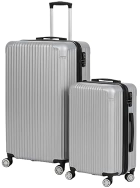 Relaxdays Kofferset, 2-teilig, 2 Größen, 4 Rollen, Hartschale, Teleskopgriff, Reisekoffer mit Zahlenschloss, Farbwahl